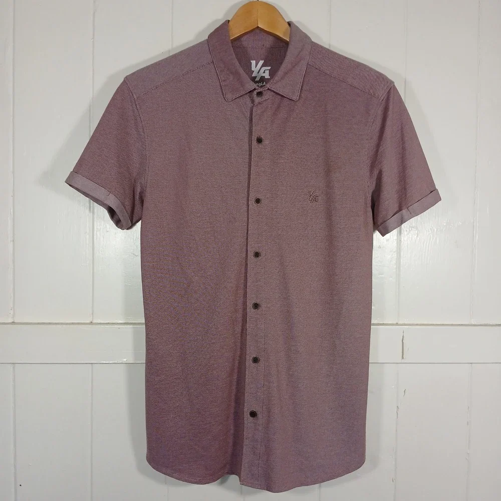 Youngla Shirts | Youngla Button Up Shirt Mens Small Mauve Short Sleeve Athletic Fit Sqb | Color: Purple | Size: S | Pckn_Pnppls's Closet